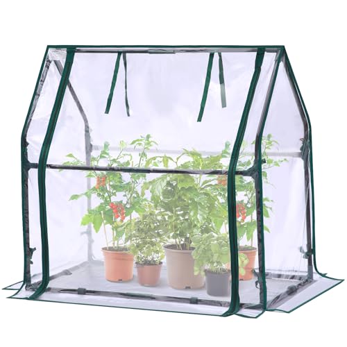 Mini Greenhouse for Indoor Outdoor: Ohuhu Tabletop Portable Green House with Waterproof Pad for Small Plants Nursery Germination, 36'x18'x33' Heavy-Duty Cover Tent Humidity Dome Seedling Accessory