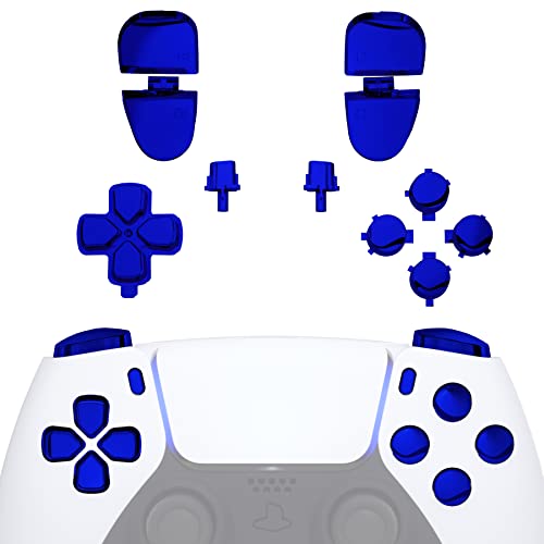 eXtremeRate Replacement D-pad R1 L1 R2 L2 Triggers Share Options Face Buttons, Chrome Blue Full Set Buttons Compatible with ps5 Controller BDM-030 BDM-040 - Controller NOT Included