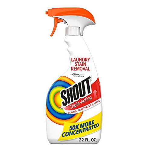 Shout Active Enzyme Laundry Stain Remover Spray, Triple-Acting Formula Clings, Penetrates, and Lifts 100+ Types of Everyday Stains - Prewash Spray 22oz