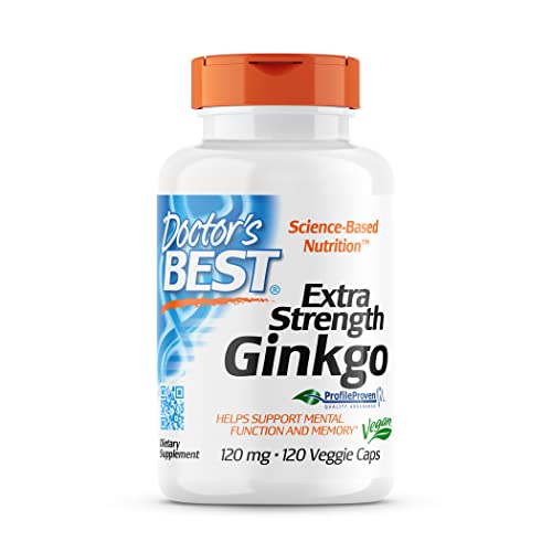 Doctor's Best Extra Strength Ginkgo, Non-GMO, Gluten Free, Vegan, Soy Free, Promotes Mental Function and Memory, 120 mg, 120 Count (Pack of 1)