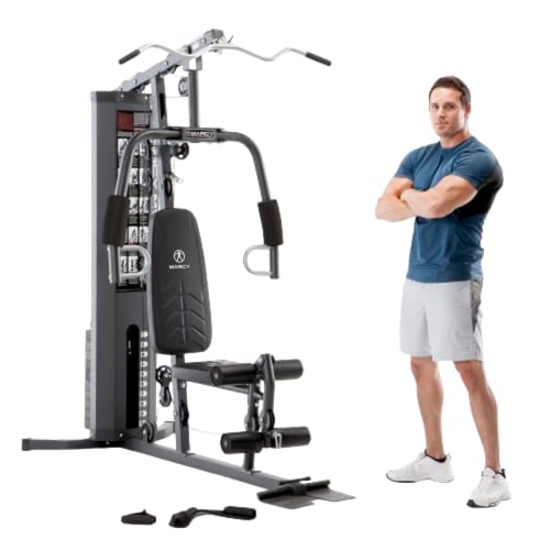 Marcy 150lb. Stack Home Gym with Pulley, Arm, and Leg Developer Multifunctional Workout Station for Weightlifting and Bodybuilding – 300 lbs Capacity MWM-4965, Black