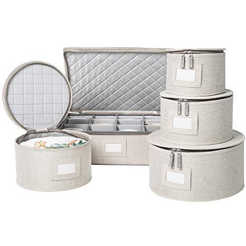 storageLAB China Storage Containers, Containers for Organizing, Hard Shell Case, Felt Plate Dividers, Moving Supplies, Storage Box, Wine, Dishes, Glasses Storage, Charger Plates Storage Containers