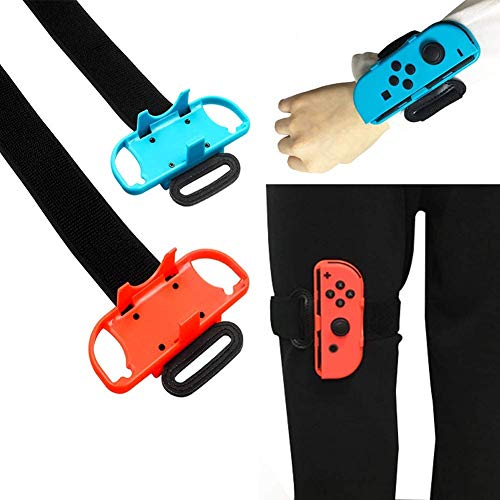 Leg Strap for Ring Fit Adventure and Wrist Band for Just Dance 2019, Adjustable Elastic Sport Movement Leg Fixing Strap and Wrist Dance Band for Nintendo Switch Games- 2 Pack