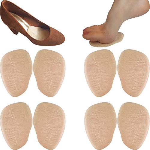 Chiroplax High Heel Pads Cushions Inserts (4 Pairs) Ball of Foot Metatarsal Forefoot Pain Relief Anti-Slip Shoe Insoles for Women (Beige, Thick)