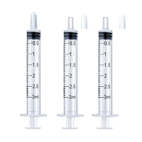 3ml Syringe for Liquid, Oral, Scientific Labs, Measurement, Dispensing, with Cap- 3 Pack 3ml Syringes