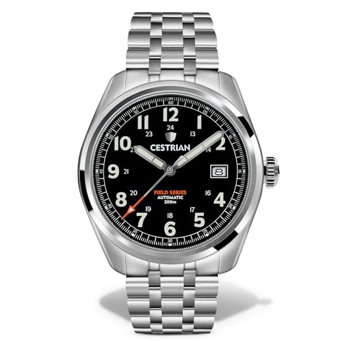Cestrian Field Series Automatic Mens Black Dial Watch 200m CF121B0660, Black, bracelet
