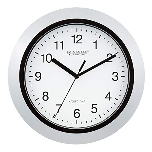 La Crosse Technology Atomic Analog WT-3102S-INT Wall Clock, 10 Inch, Silver