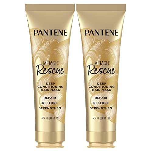 Pantene Hair Mask, Miracle Rescue Deep Conditioning Treatment, Hydrate Dry Hair, Pack of 2, 8 Oz Each