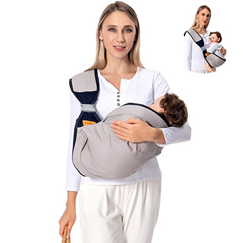 Shiaon Baby Sling Carrier Newborn to Toddler, Lightweight Baby Carrier Sling, Baby Wrap Sling, Baby Hip Seat Carrier for Toddler Sling, Baby Holder Carrier, Nursing Sling, Carrying 7-45 lbs, Grey