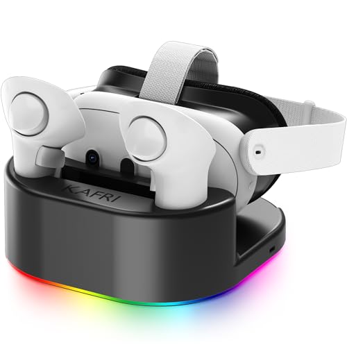 KAFRI Charging Dock for Meta Oculus Quest 3/Quest 2, VR Headset Charging Stand and Controller Holder with RGB Lights, Charger Station Accessories, Black(Not for Charging Controllers)