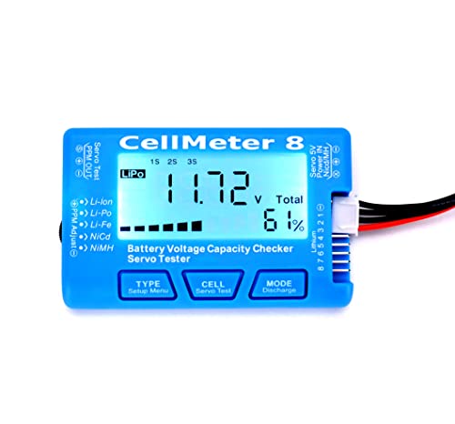 FPVDrone RC CellMeter 8 Digital Battery Capacity Checker Battery Voltage Tester LCD Backlight for LiPo Life Li-ion NiMH Nicd