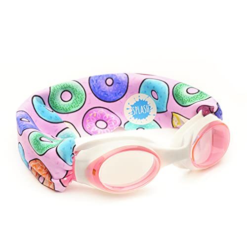 SPLASH SWIM GOGGLES with Fabric Strap - DONUTS | Fun, Fashionable, Comfortable - Adult & Kids Swim Goggles