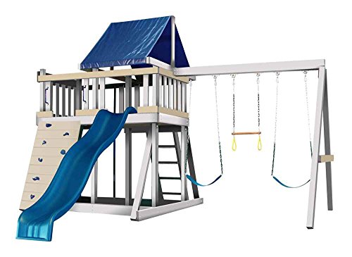 Congo Monkey Playsystem #1 with Swing Beam - White and Sand Low Maintenance Play Set - Made in The USA - Polymer Coated Playset