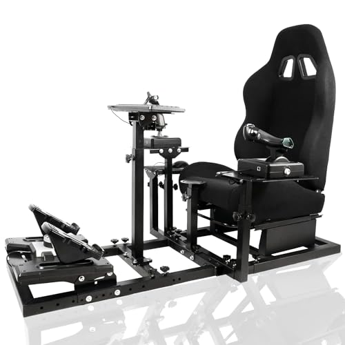 Marada Universal Flight Simulation Cockpit with Racing Seat or Racing Wheel Stand Adjustable Compatible with Thrustmaster HOTAS Warthog,Logitech G29 G920 Wheels,Pedals,Throttle,Joystick Not Included