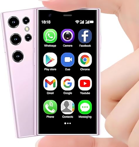 Broisae Mini Phone Unlocked Cellphone 3G Mini Smartphone Android 8.1 World Smallest Phone 3.0 Small Smartphone Dual Sim Cell Phones Touch Screen 2GB Ram 16GB ROM S23Pro Mobile Phone (Pink)