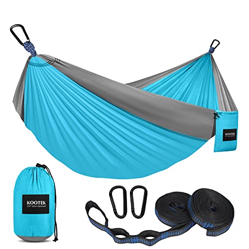 Kootek Camping Hammock 400 lbs Capacity, Camping Essentials, Lightweight Portable Single Hammock with Tree Straps, Camping Gear for Outside Hiking Camping Beach Backpack Travel