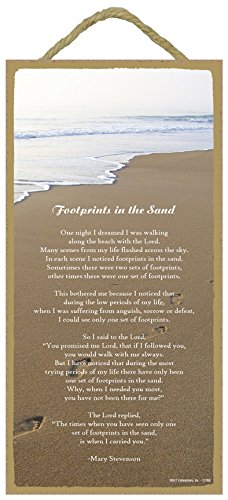 SJT ENTERPRISES, INC. Footprints in The Sand Poem Wood Sign - Inspirational Mary Stevenson Quote - Indoor Plaque Decoration for Wall - Hanging Decor - 5' x 10' (SJT13168)