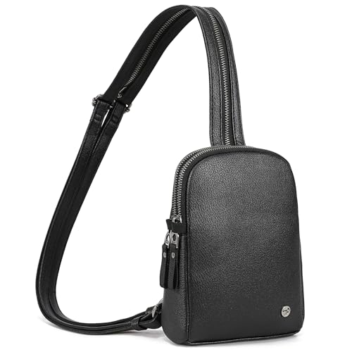 INICAT Crossbody Sling Bag Fanny Packs for Women Vegan Leather Sling Backpack Travel Casual Daypack(Black Backpack)