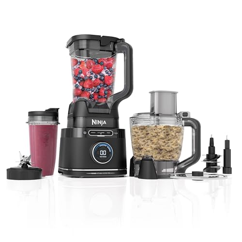 Ninja TB401 Detect Kitchen System Power Blender + Processor Pro, BlendSense Technology, Blender, Chopping & Smoothies, 1800 Peak Watts, 72 oz. Pitcher, 64 oz. Food Processor, 24 oz. To-Go Cup, Black