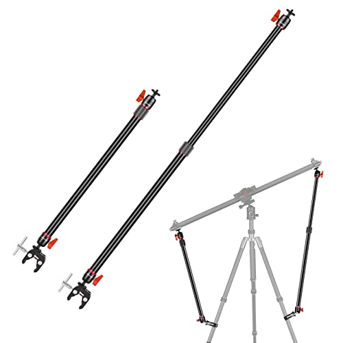 Neewer Camera Slider Support Arm Stabilizer, 2-Pack Adjustable Tripod Stability Arm for Increasing Stability in Aluminum Alloy, Extendable Poles for Camera Video Slider Rail with C Clamps and BallHead