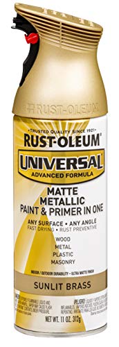 Rust-Oleum 353093 Universal All Surface Metallic Spray Paint, 11 oz, Matte Sunlit Brass