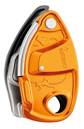 PETZL GRIGRI + Belay Device with Cam-Assisted Blocking and Anti-Panic Handle, Suitable for Learners and Intensive Use - Orange