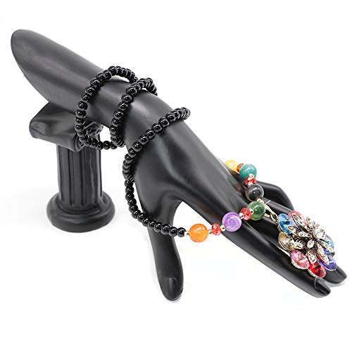 WERSHOW Resin Ring Stand Holder Bracelet Artcraft Hand Display Rack(Bow Hand,Black)
