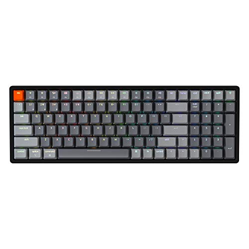 Keychron K4 RGB Hot Swappable Mechanical Keyboard, 96% Layout Bluetooth Wireless/USB Wired Computer Keyboard with Gateron G Pro Brown Switch Aluminum Frame for Mac Windows-Version 2