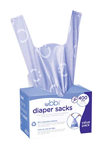 Ubbi Disposable Nappy Sacks, Lavender Scented, Easy-To-Tie Tabs, Baby Diaper Disposal or Pet Waste Bags, Value Pack, 400 Count