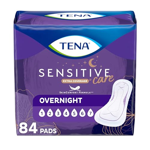 TENA Incontinence Pads, Bladder Control & Postpartum for Women, Overnight Absorbency, Extra Coverage, Intimates - 84 Count