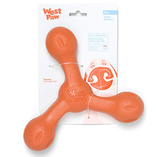 WEST PAW Zogoflex Air Skamp Tug-of-War Stick Dog Chew Toy – Hollow, Squishy Interactive Toy for Dogs, Puppies – for Chewing, Catch, Carry, Fetch, Dishwasher Safe, Latex-Free, Large 8.5', Melon