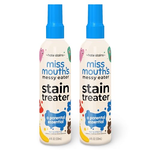 Miss Mouth's Messy Eater Stain Treater Spray - 4oz 2 Pack Stain Remover - Newborn & Baby Essentials - No Dry Cleaning Food, Grease, Coffee Off Laundry, Underwear, Fabric