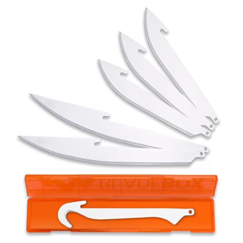 Outdoor Edge 3.5' RazorSafe Replacement Knife Blades - 6 Piece Combo Set (3 Drop-Point, 2 Boning/Fillet, 1 Gutting Blades) plus Blade Storage Box