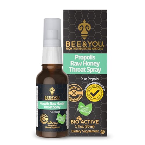 BEE and You, Propolis Extract Raw Honey Throat Spray, Immune Support, Sore Throat Relief, 1 FL Oz Antioxidants, Keto, Paleo, Gluten-Free,