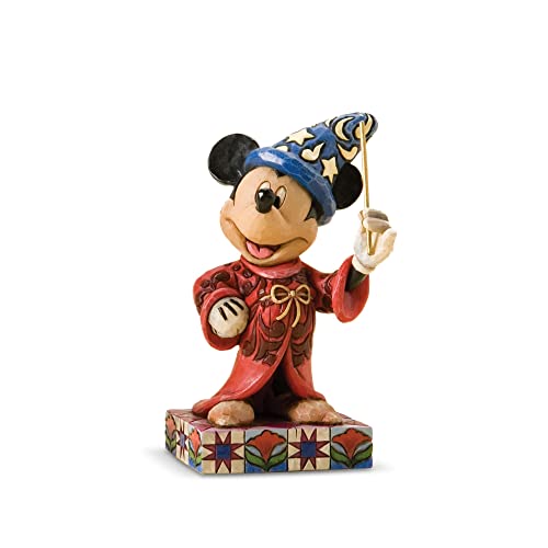 Enesco Disney Traditions by Jim Shore Sorcerer Mickey Mouse Holding Wand Figurine- Resin Hand Painted Collectible Fantasia Magic Decorative Figurines Home Decor Sculpture Shelf Statue Gift, 4.2 Inch