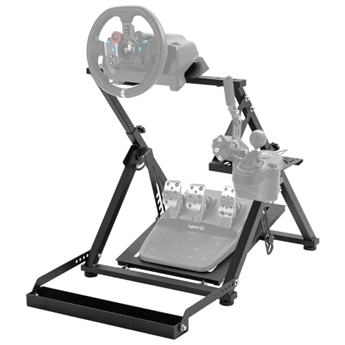 Gazzyt X-frame Racing Wheel Stand New Upgrade fit for Logitech, Thrustmaster, Fanatec G25 G27 G29 G920 G923 T128X T248 T300 T458 Adjustable Steering Wheel Frame without Wheel Pedal and Shifter