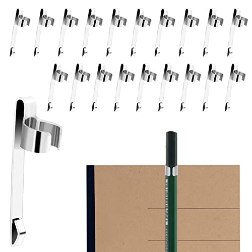 20 Pieces Metal Pen Clips Pencil Holder Clip Snap in Pencil Clips Slide on Pencil Holder Portable Pen Holder Clips for Shirt Pocket for School Classroom Students Office Home