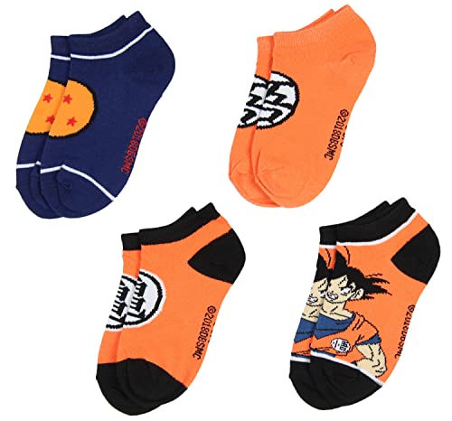 Bioworld Dragon Ball Z Boys' Socks Goku Kame Symbols 4 Pairs Kids Ankle No Show Socks