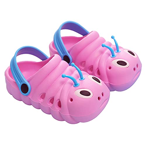JUXI Toddler Clogs Girls Boys Clogs Garden Shoes Cartoon Slides Toddler Sandals Beach Kids Slippers (Pink,6)