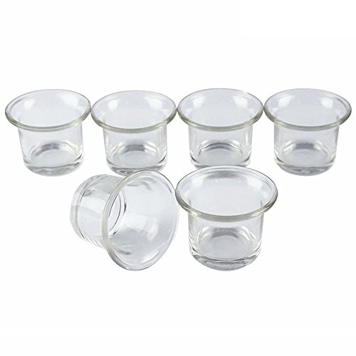 Clear Chunky Glass Lip Votive Candle Holders Tealight Votive Cups for Wedding Proposal, Spa, Aromatherapy, Meditation, 6 Counts by Shxstore
