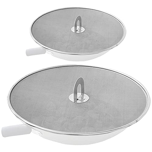 Snowyee Splatter Screen for Frying Pan, Grease Splatter Guard Stainless Steel Large 13” and Small 10” Shield (2 in 1 Set)