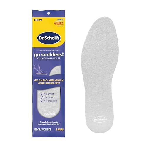 Dr. Scholl's Go Sockless! Cushioning Insoles, Unisex, 3 Pairs, Trim to Fit Inserts