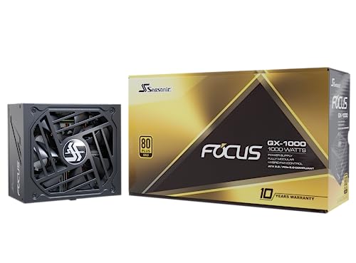 Seasonic Focus V3 GX-1000 | 1000W | 80+ Gold | ATX 3.0 & PCIe 5.0 Ready | Full-Modular | Low Noise | Premium Japanese Capacitor | Nvidia RTX 30/40 Super & AMD GPU Compatible (Ref. SSR-1000FX3)