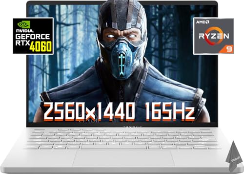 Asus 2023 MUX ROG Zephyrus G14, Thin & Light Gaming Laptop, 14' QHD (16:10) 165Hz Display, AMD Ryzen 9-7940HS, NVIDIA GEFORCE RTX 4060, with Cloth(32GB|2TB)