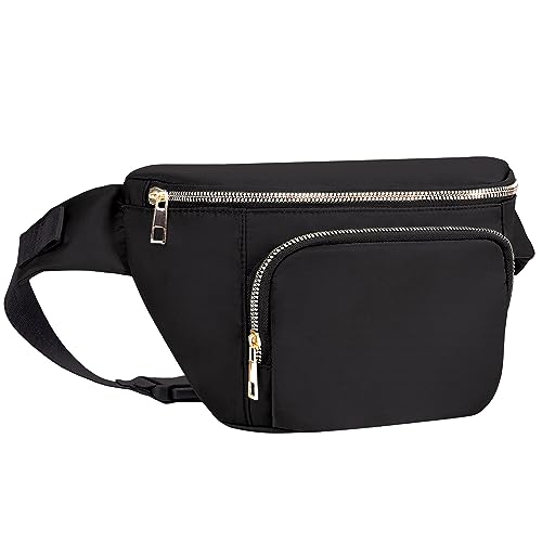 sportsnew Fanny Packs for Women,Large Waist Pack with Extra Extension Belt,Fashion Crossbody Belt Bags for Travel Walking Running Hiking Black