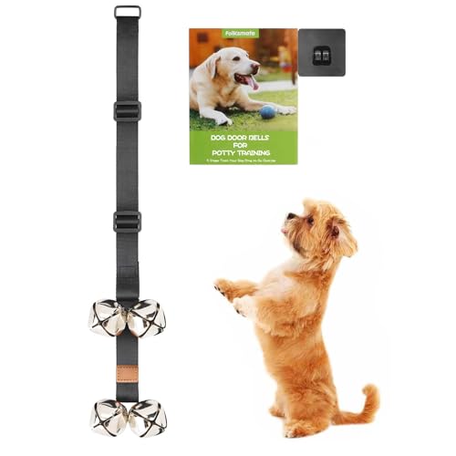 FOLKSMATE Dog Doorbells for Potty Training, Buckle Adjustable Puppy Dog Door Bells with Extra Loud Bells for Dogs Training, Housebreaking, Door Knob, Ring to Go Outside Puppy Pet Supplies Black