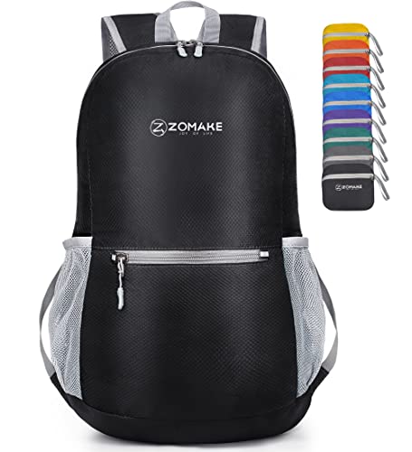 ZOMAKE Ultra Lightweight Hiking Backpack 20L - Packable Small Backpacks Water Resistant Daypack for Women Men(Black)