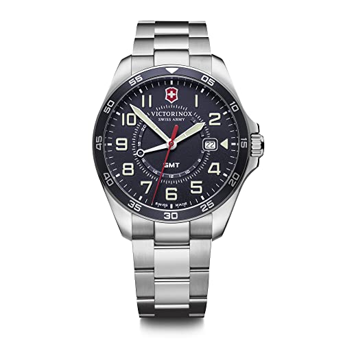 Victorinox FieldForce GMT Watch with Blue Dial and Silver Stainless Steel Bracelet