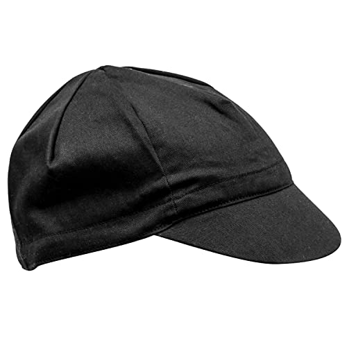 Positz Plain All Black Color Under Helmet Cycling Cap with Peak Keeps Sun Out and Helps with Sweating for Road Cyclists and Gravel Biking