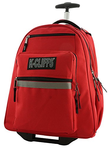 K-Cliffs Heavy Duty Rolling Backpack School Bookbag with Wheels Deluxe Wheeled Daypack…